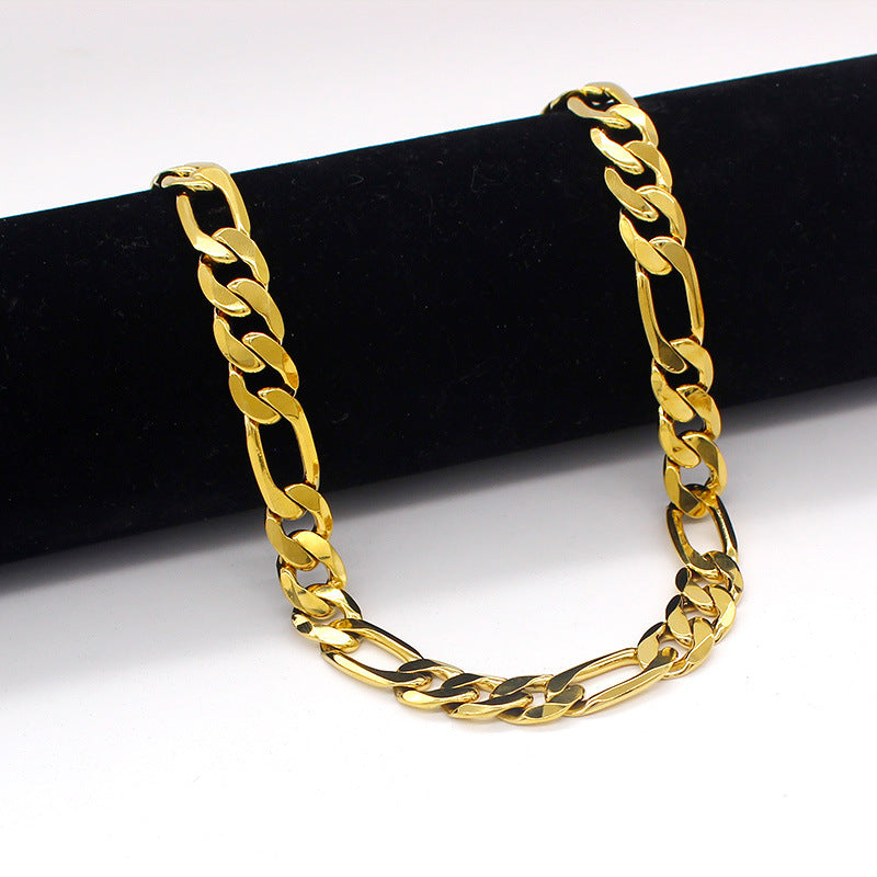 Men's 18K Gold Plated Figaro Chain Necklace