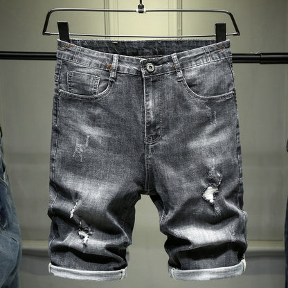 Men's Ripped Denim Five-Point Shorts