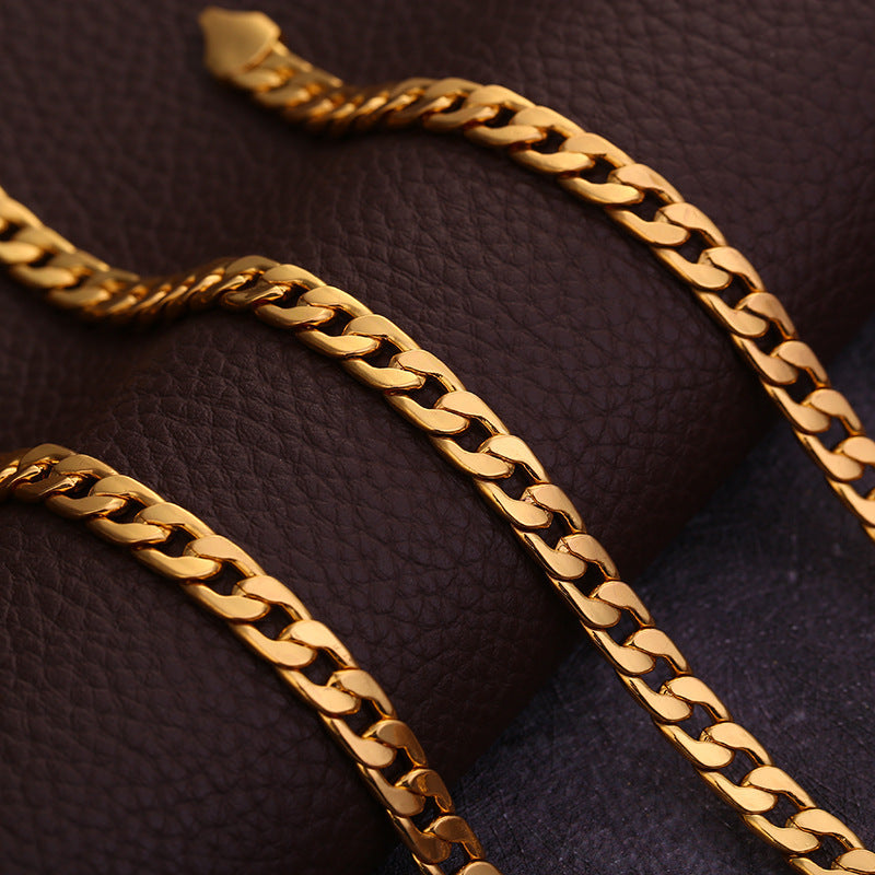 Unisex 18K Gold Plated Cuban Chain Necklace