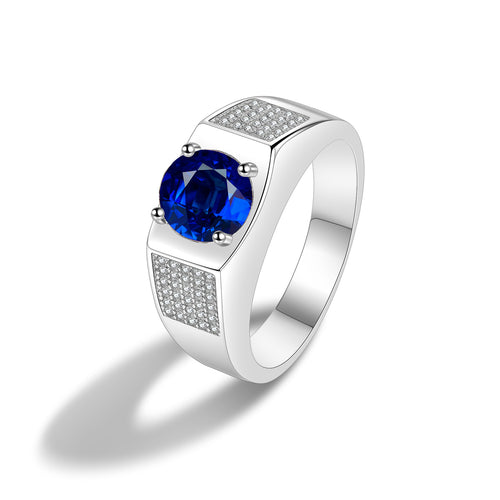 Sterling Silver Sapphire Diamond Ring