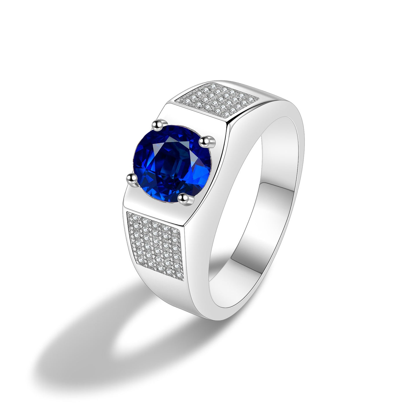 Sterling Silver Sapphire Diamond Ring