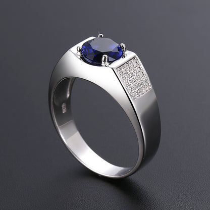 Sterling Silver Sapphire Diamond Ring