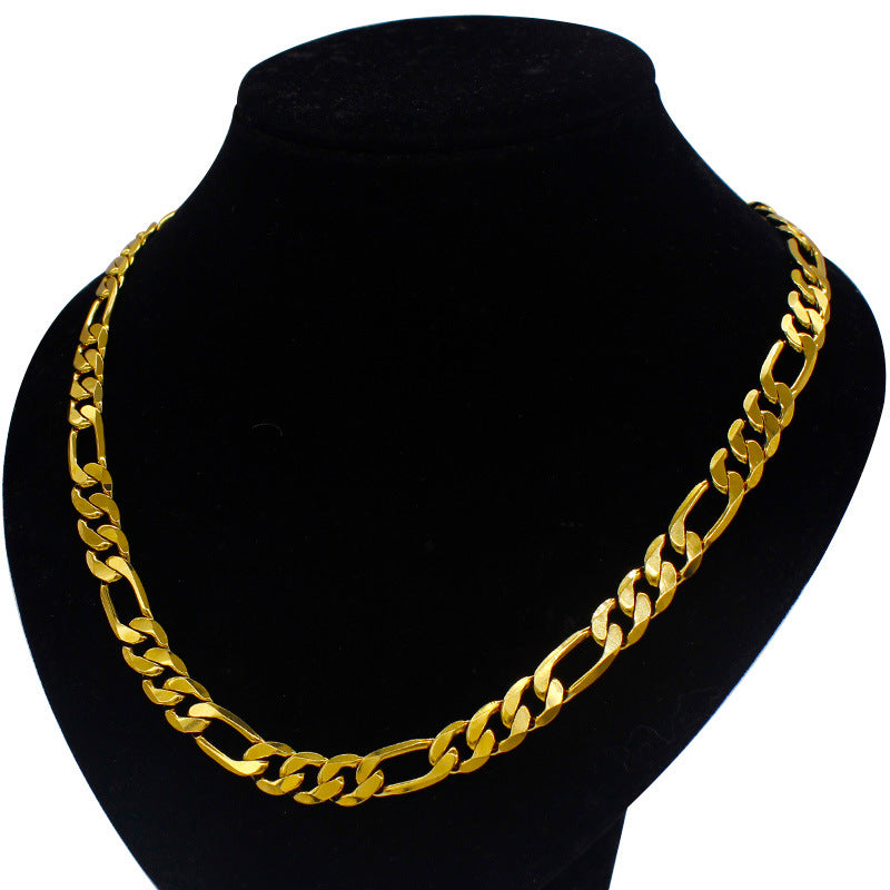 Men's 18K Gold Plated Figaro Chain Necklace