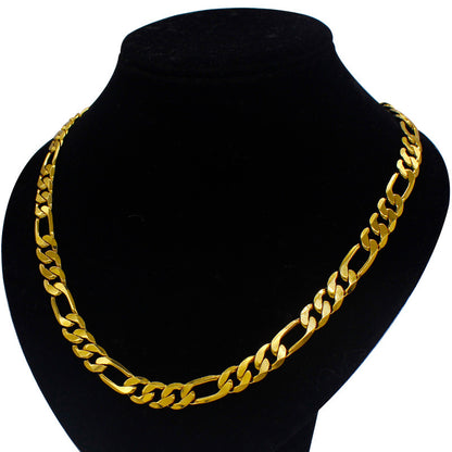 Men's 18K Gold Plated Figaro Chain Necklace